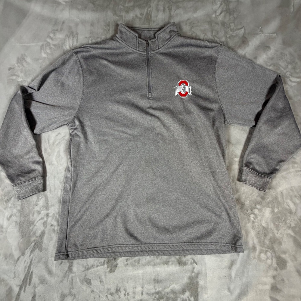 Ohio State Buckeyes Mens XL Gray Quarter Zip Pullover Varsity Authentic Apparel